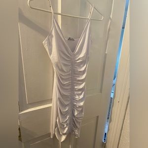 Brand new white ruched dress fashion nova